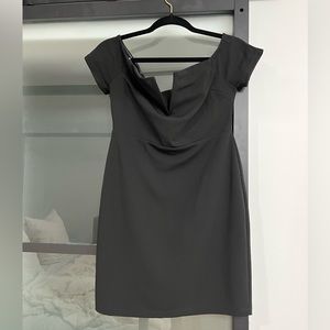 Black v cut off the shoulder dress